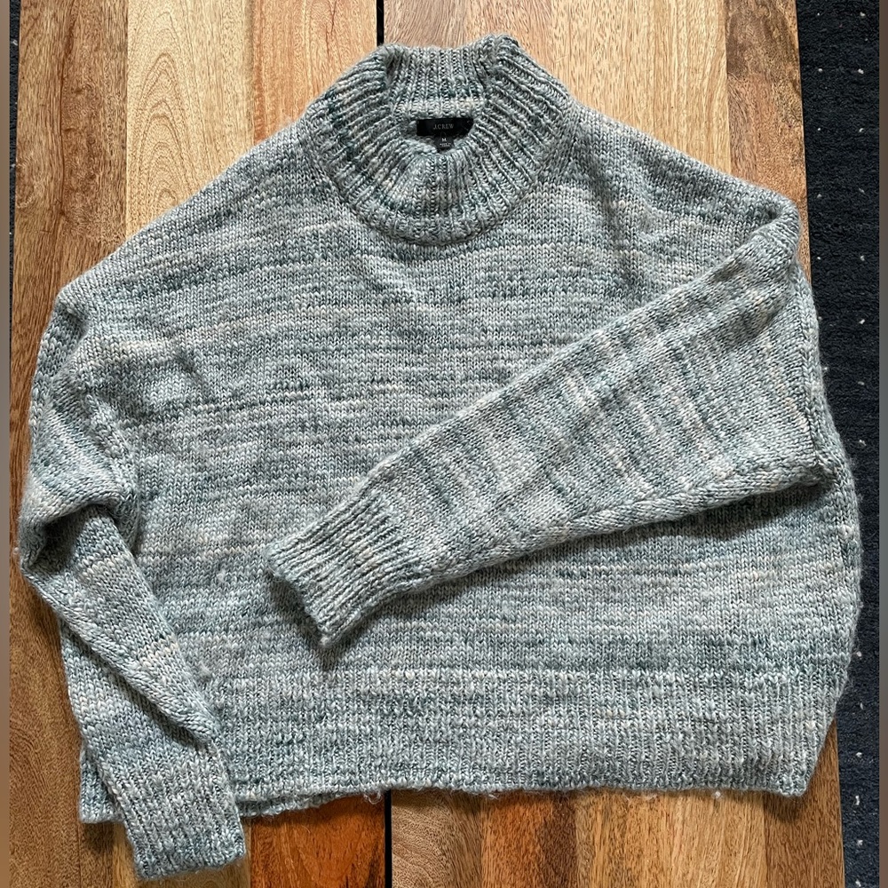 JCrew Blue Space Dye mock neck sweater